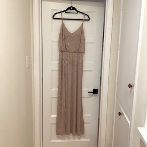 Size 10 Nude Color Xscape Silver Beaded Dress